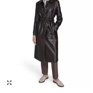 Calvin Klein black Leather Trench Coat